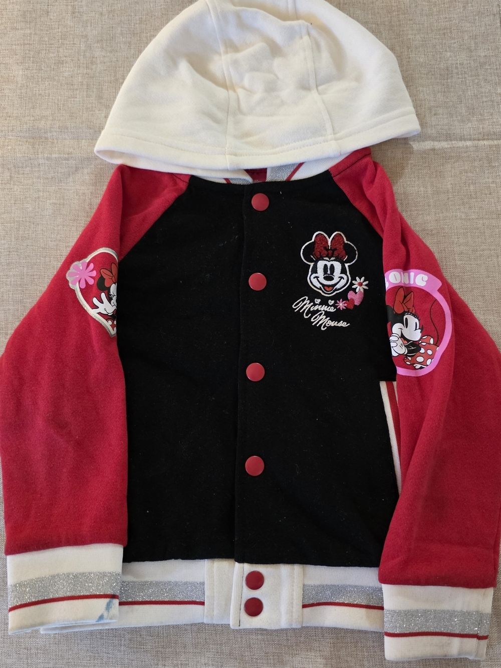 Disney Minnie Mouse Red Black White Hooded Jacket